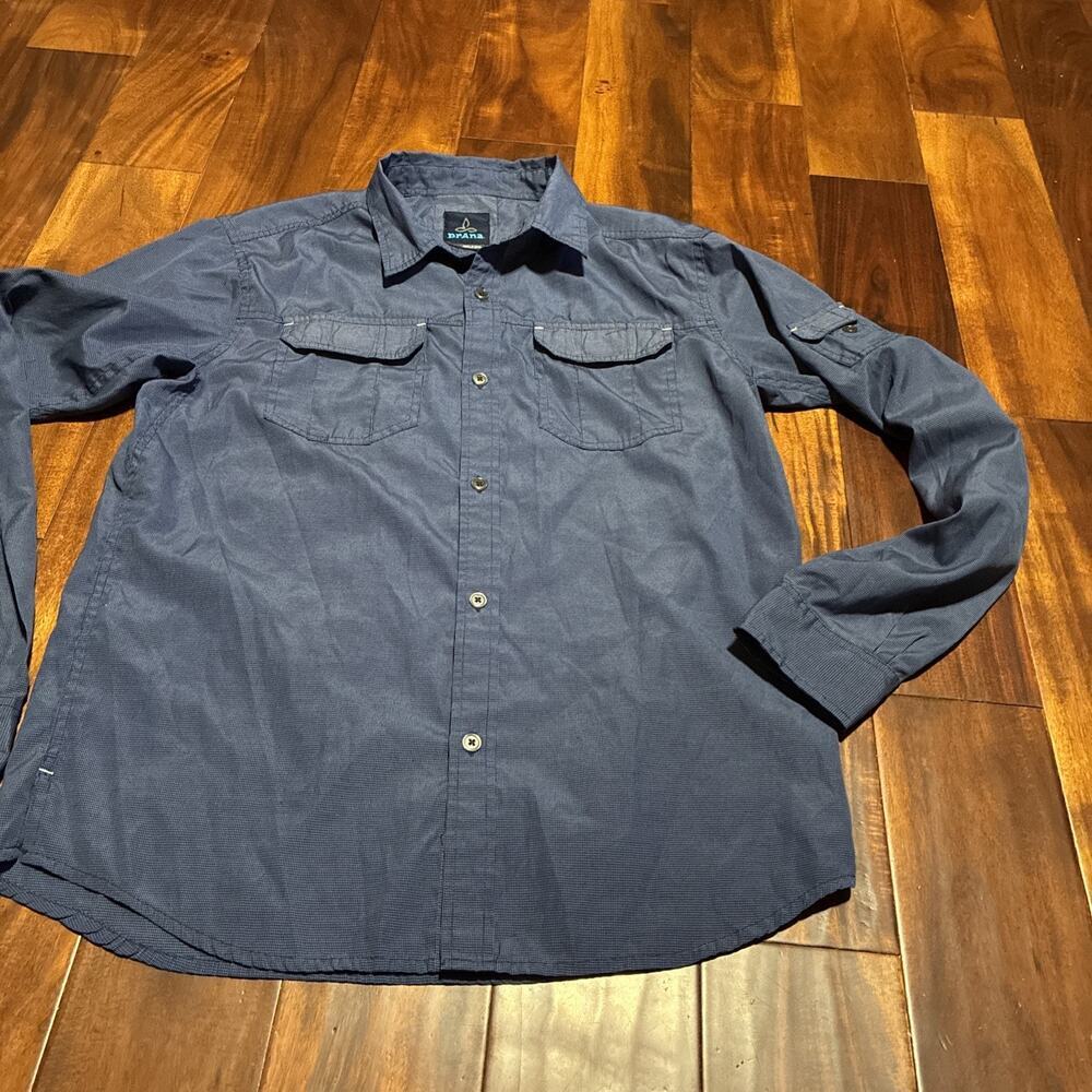 PRANA prAna CITADEL Shirt Mens Medium L/S CARGO Blue Outdoor Hiking - Picture 5 of 13
